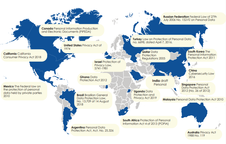  Jurisdictional coverage of WGIC report on Geospatial Information and Privacy.