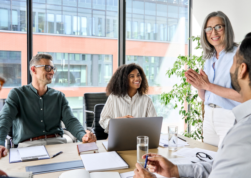 a group of colleagues having a meeting