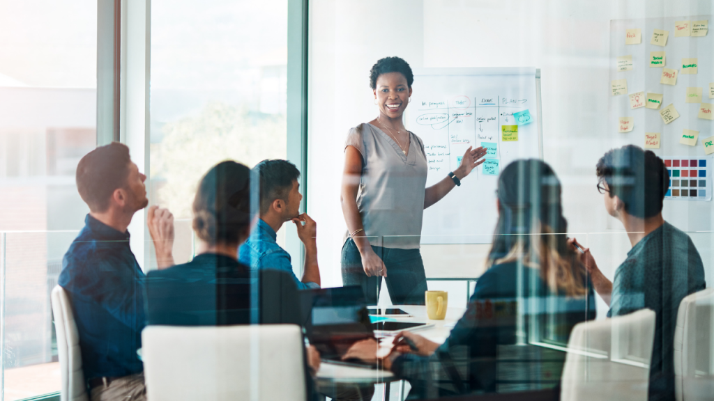 admin leading a presentation