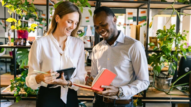 Administrative professional sharing their work with eachother