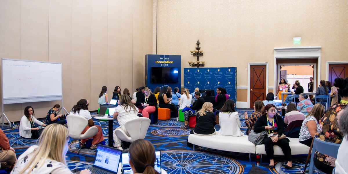 Attendees in the Innovation Hub at the Administrative Professionals Conference 2023
