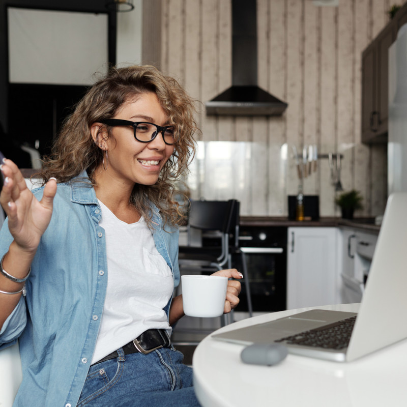 woman on video meeting, working from home