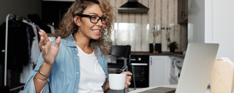 woman on video meeting, working from home
