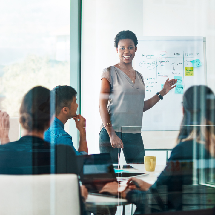 admin leading a presentation