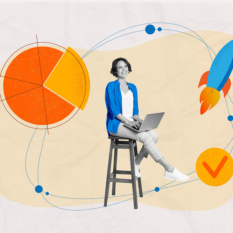 woman on chair with computer