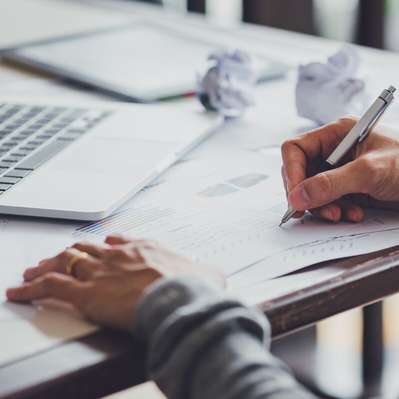 Professional concentrating on important business writing tasks.