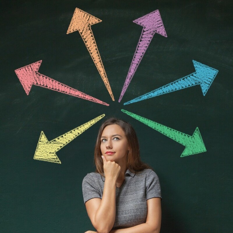 woman thinking about decisions to make