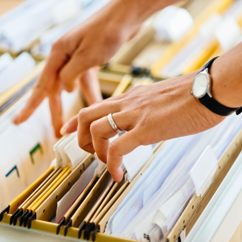 office manager organizing files
