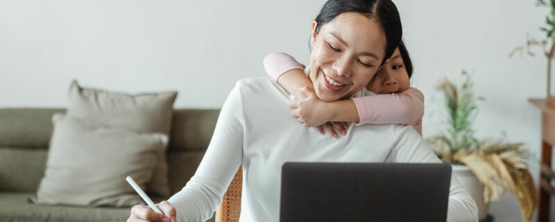 woman working from home trying to stay focused