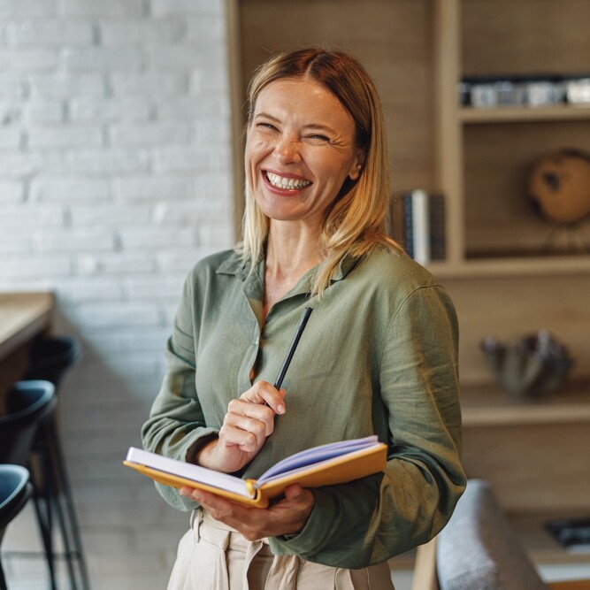 Administrative professional calculating her future and making a career plan