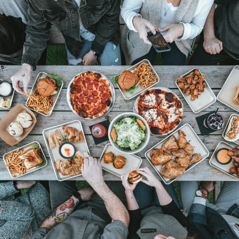 administrative professionals eating a catered meal