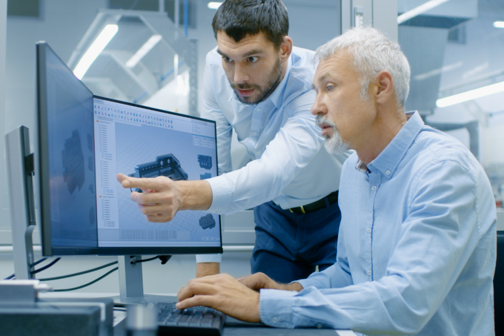 Engineer looking at computer.