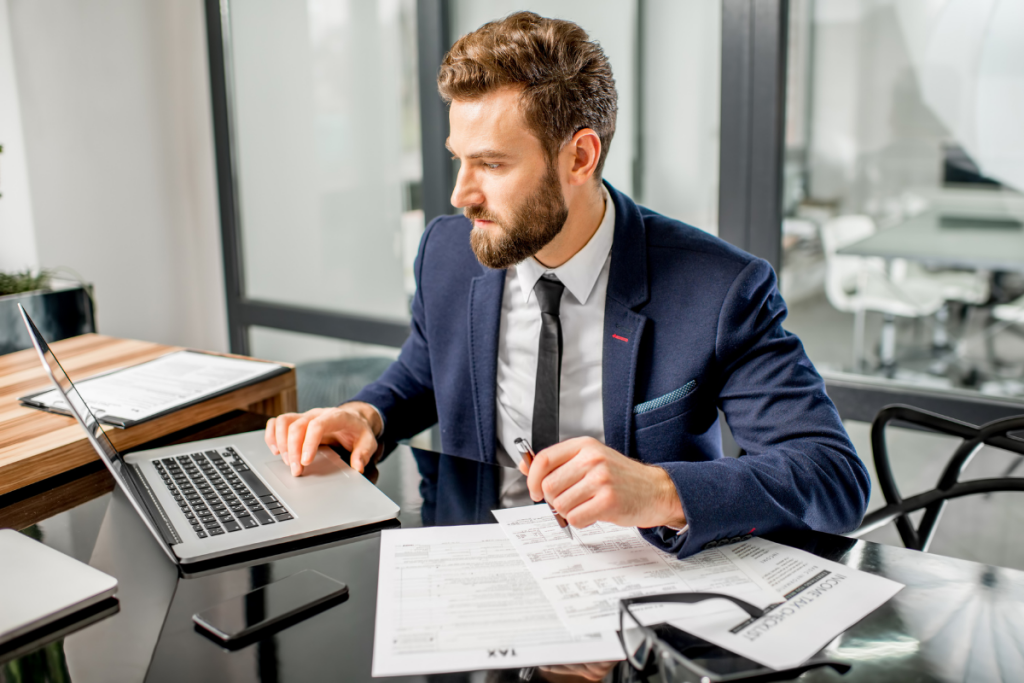 admin professional preparing financial report
