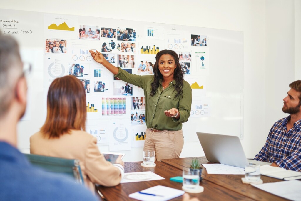 project manager presenting to coworkers