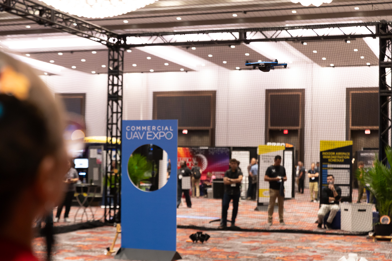 Drone flying in Commercial UAV Expo's Indoor Airspace