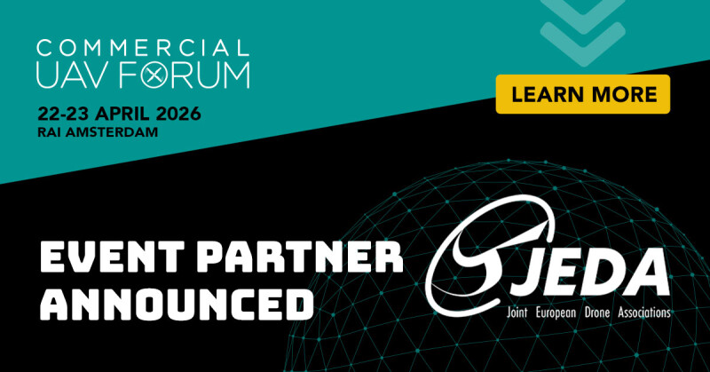 Graphic showing JEDA and Commercial UAV Forum's partnership