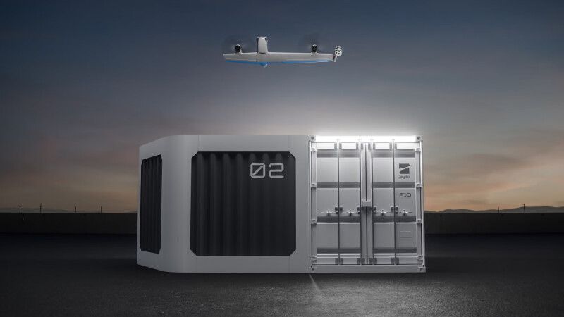 Skydio MegaDock robotic launcher for F10 Lightrunner