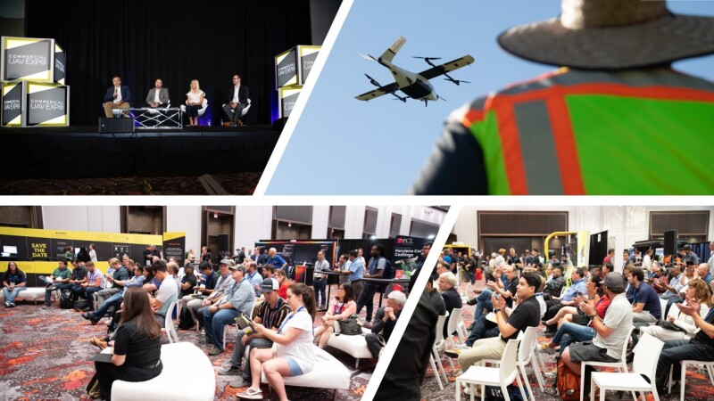 Collage of images from previous Commercial UAV Expo events.