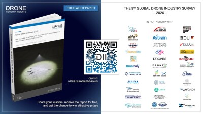 Image of the 2025 State of Drones White Paper from DII, with their partners on the right.