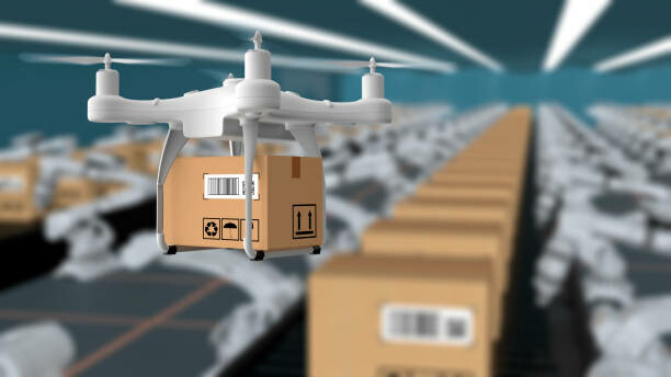 Drone picking up package