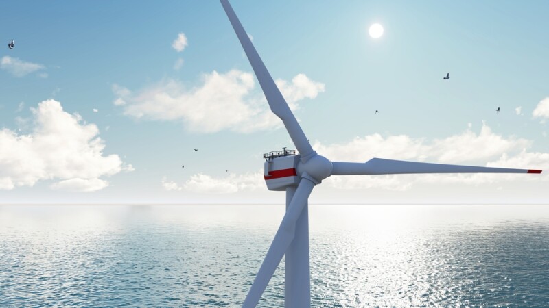 wind turbine blades on a sunny day