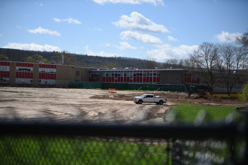 Elementary school ground's being renovated.