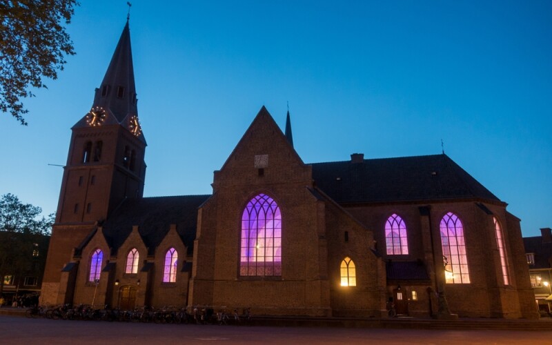 Grote Kerk (Big Church) in Wageningen, The Netherlands on a summer evening