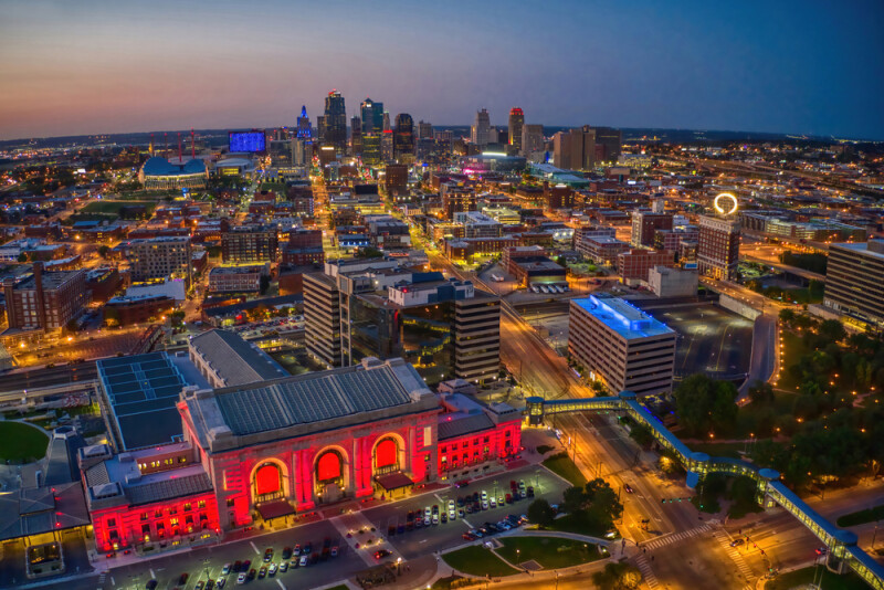 Aerial View of Kansas City, Missouri during the Summer