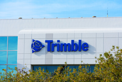 Trimble sign on headquarters exterior.