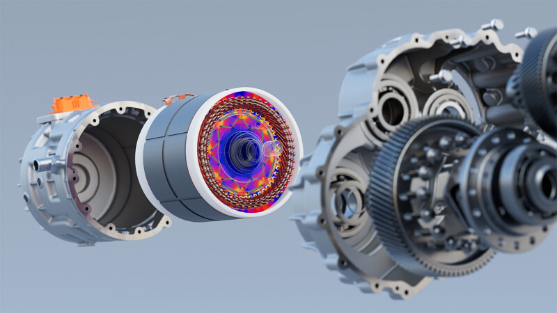 Industrial gears being visualized digitally in 3D.