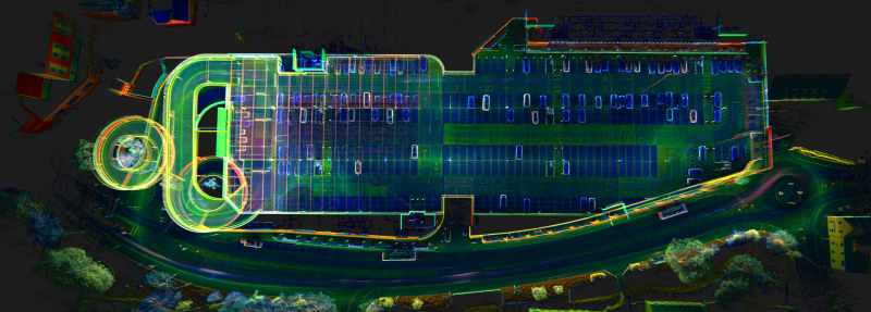 Point cloud of a parking garage collected via OxTS WayFinder