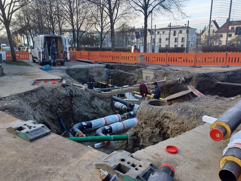 Underground utilities are being repaired on the streets of Ravensburg