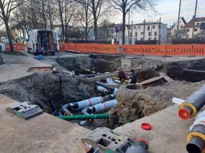 Underground utilities are being repaired on the streets of Ravensburg
