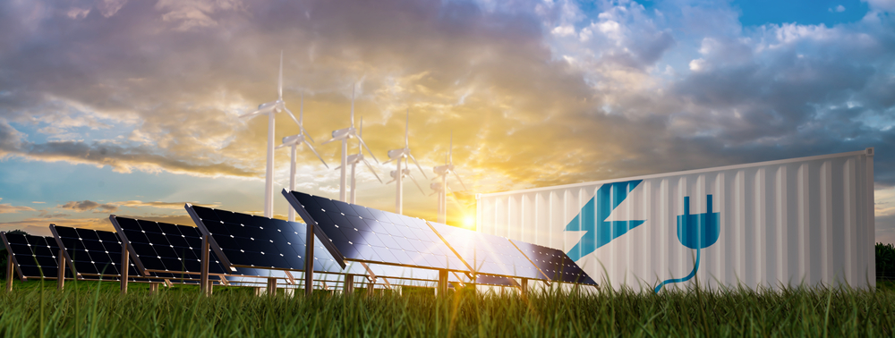 solar cell plant and wind generators in the urban area connected to the smart grid.