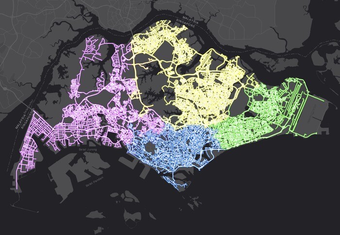 Map of roads in Singapore.