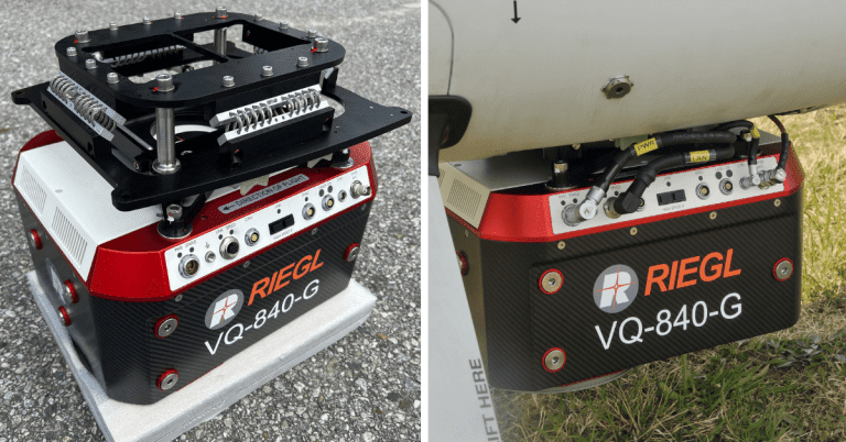 Close-up of RIEGL's topobathymetric lidar sensor