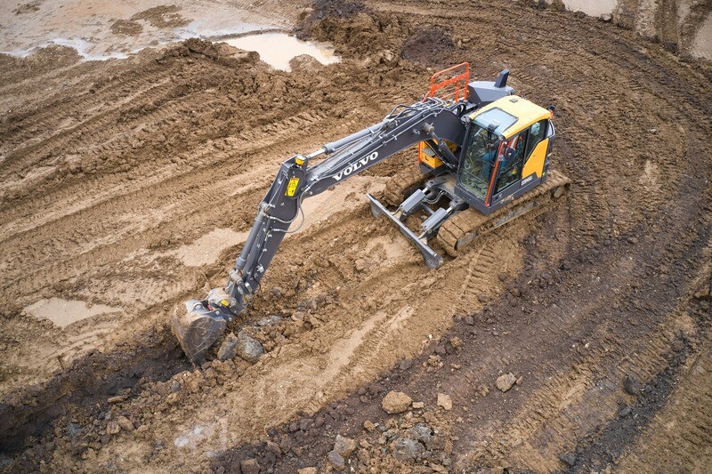 Excavator utilizing Trimble's Siteworks Machine Guidance Module