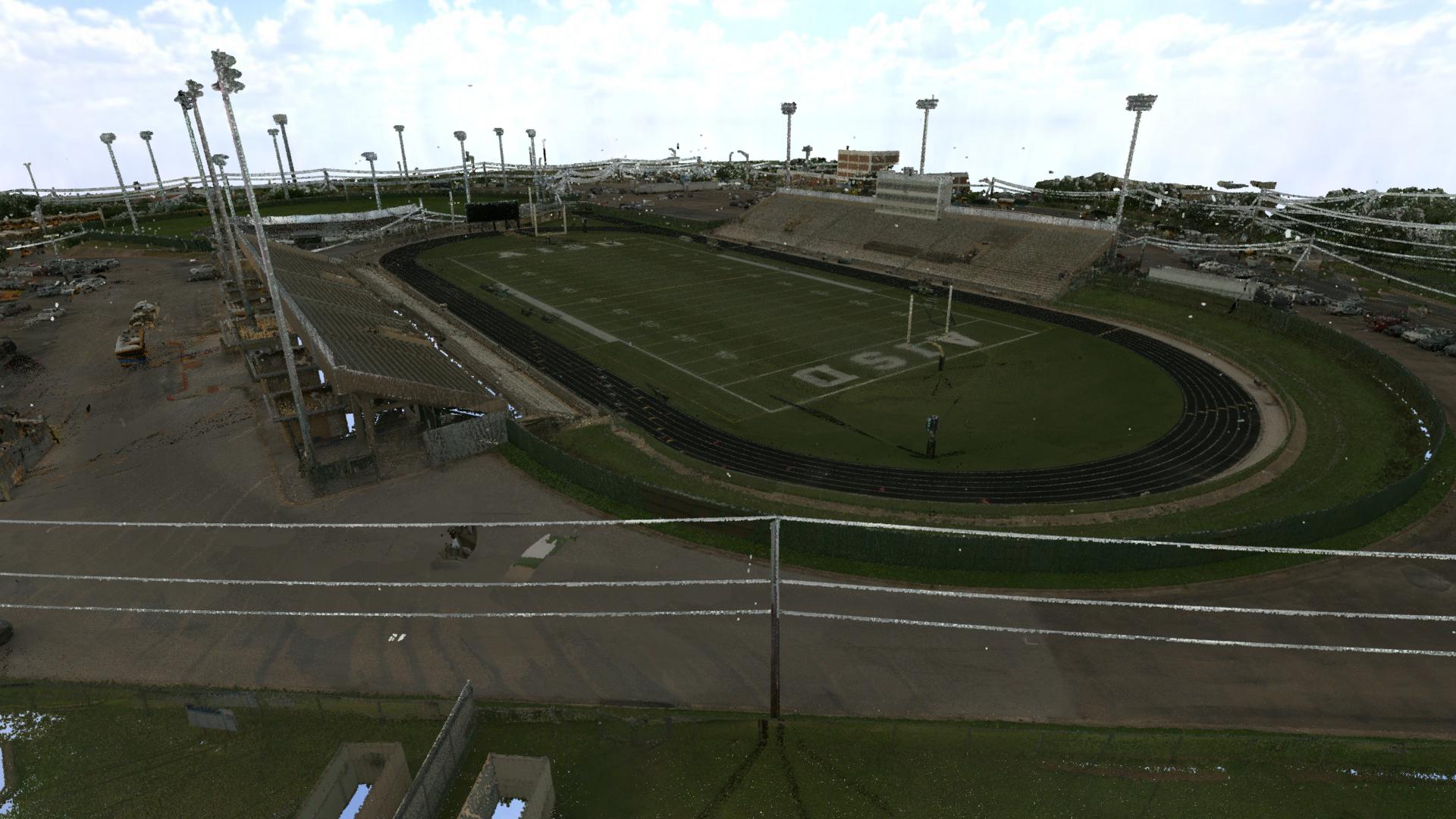 Point cloud of perimeter of high school football stadium in Texas.