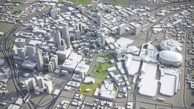 Atlanta 3D city model aerial rendering