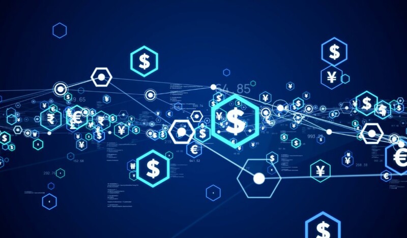 abstract imagery of connected dollar signs