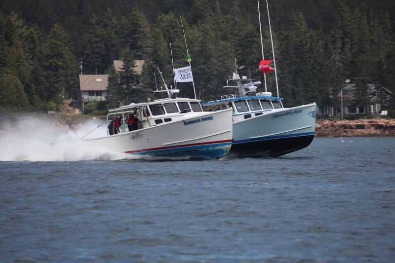 The Hannah Marie and Kimberly Ann at the Aug. 8 lobster boat races in Winter Harbor. Jon Johansen photo.