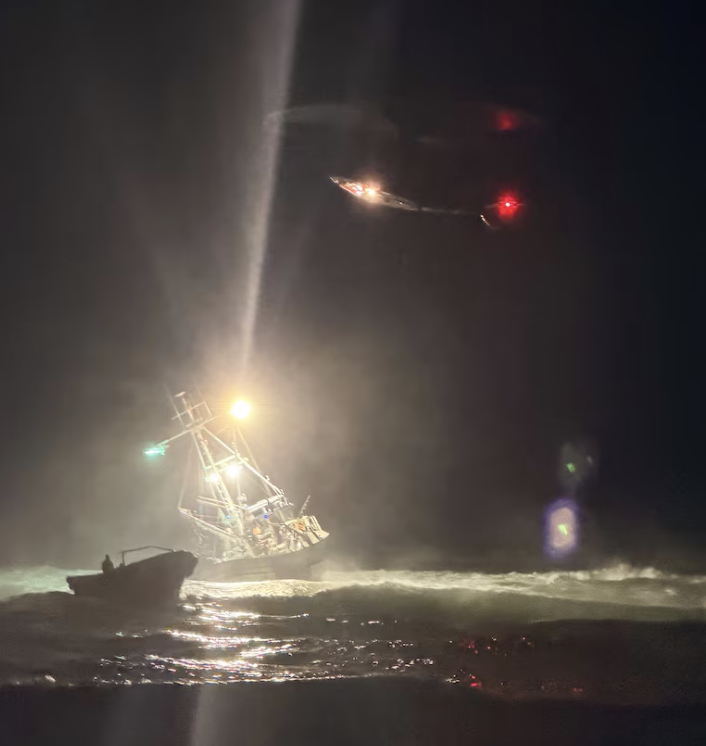 Fishing boat grounded at Point Reyes National Seashore