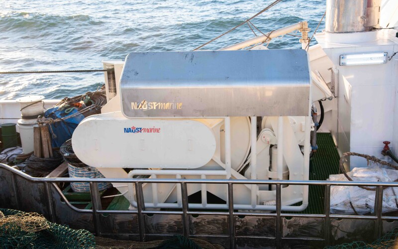 Electric Winch winches on the Rear Of A Commercial Fishing Boat