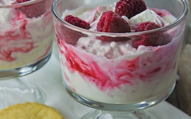 Raspberry fool by LaDonna Gundersen. Published in My Tiny Alaskan Oven cookbook.