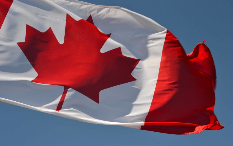 Canadian flag in the wind