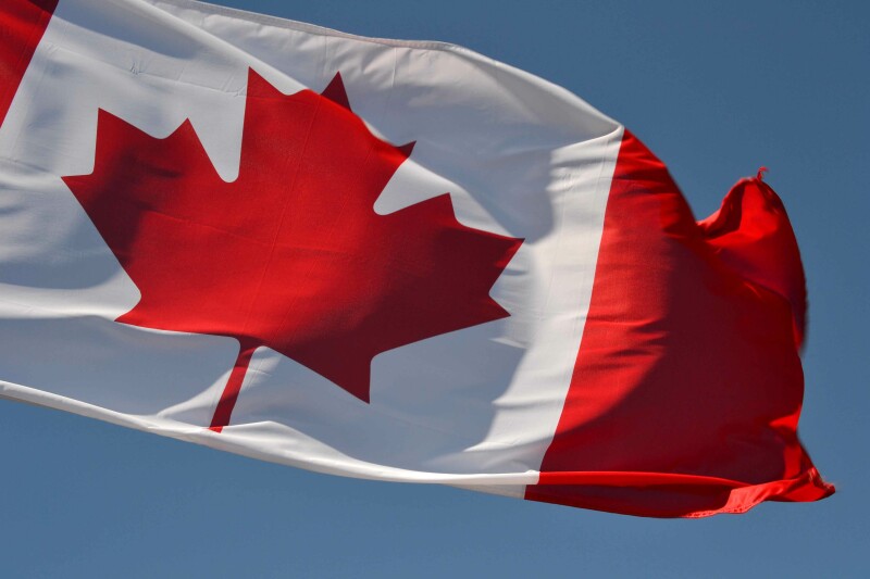 Canadian flag in the wind