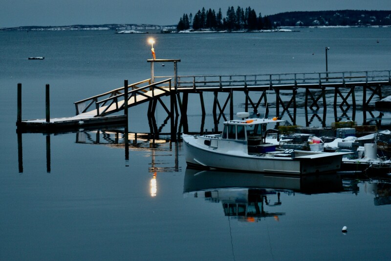 Lobster boat sitting at a dock