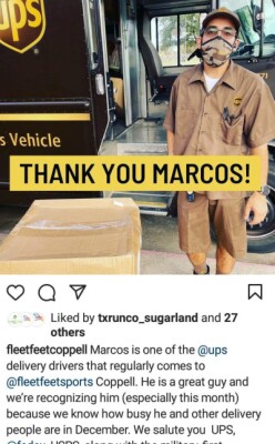 Marcos UPS driver thank you post