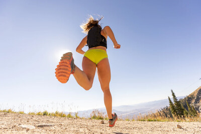 Puma Running First Mile high support sports bra in cream and grey