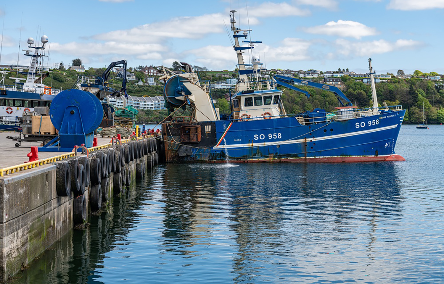 A fishing vessel docked in Kinsale, Ireland